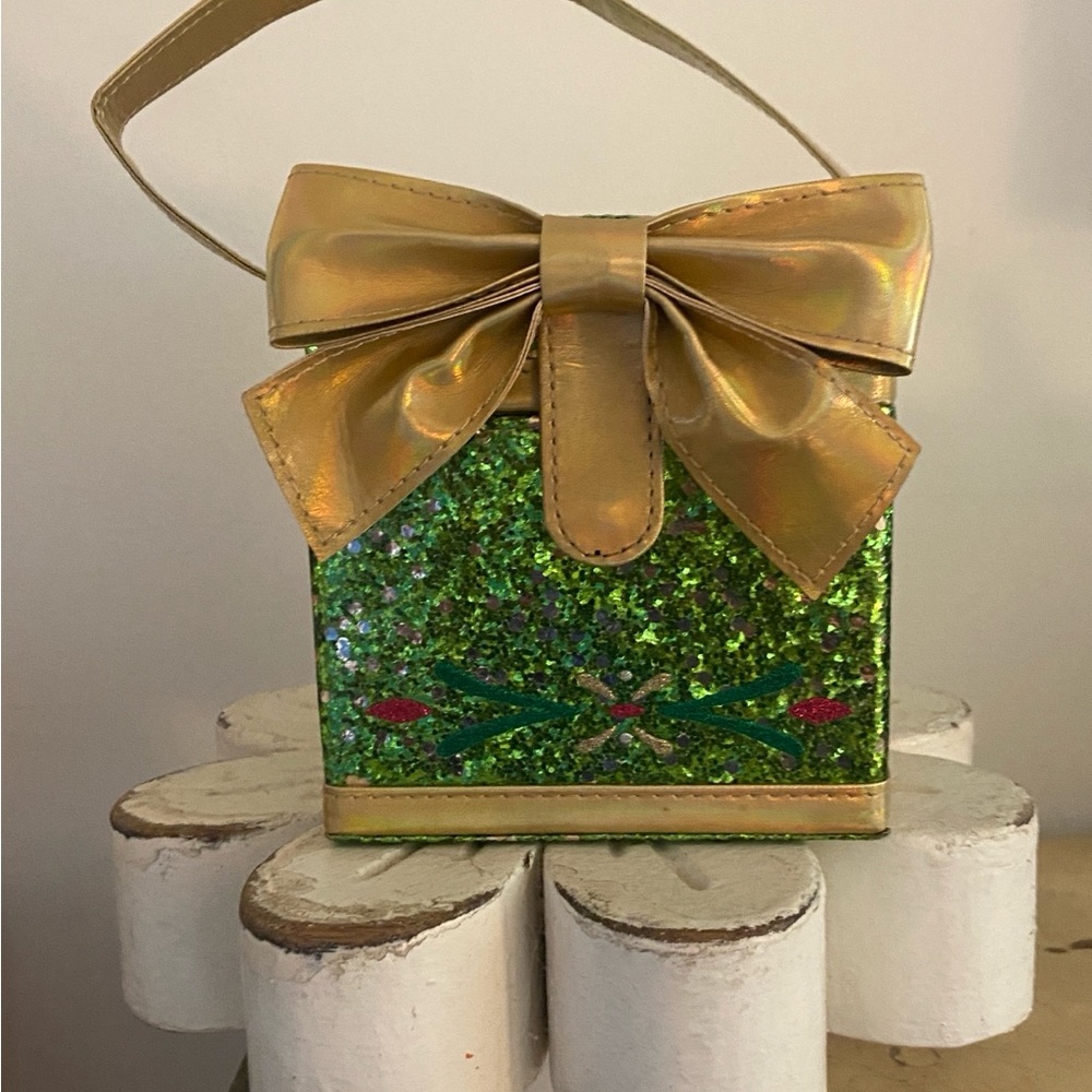 Disney Gold and Green Glitter Bow Bag